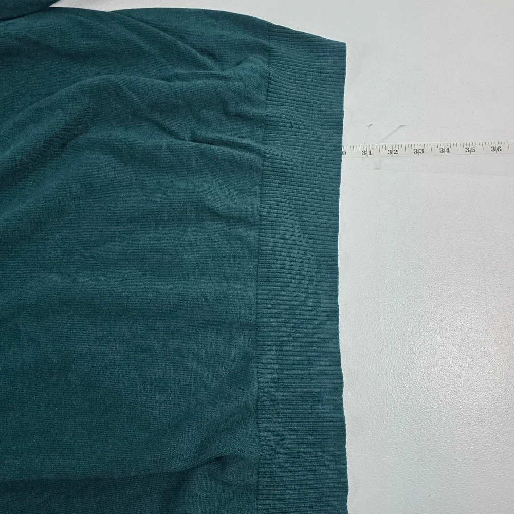 Eddie Bauer Mens 2XL Teal Green Cotton Cashmere V-Neck Sweater‎ 11123